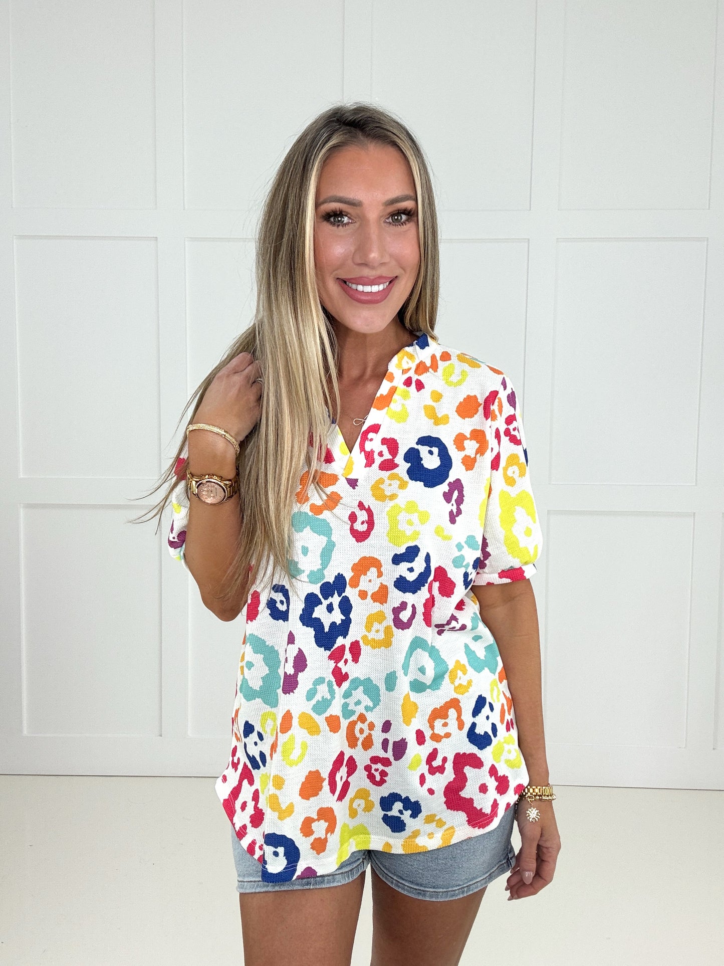 Delightful Leopard Top-100 Short Sleeves- Simply Simpson's Boutique is a Women's Online Fashion Boutique Located in Jupiter, Florida