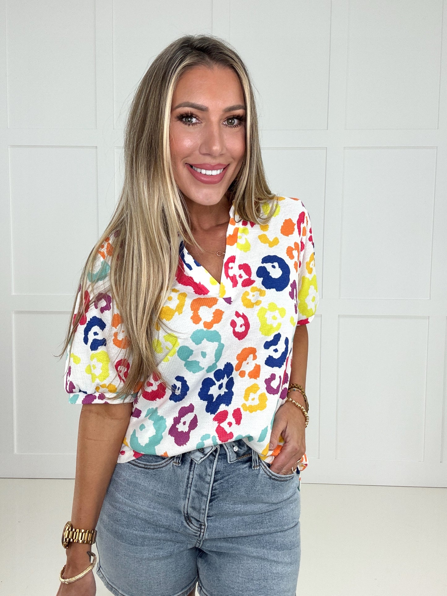 Delightful Leopard Top-100 Short Sleeves- Simply Simpson's Boutique is a Women's Online Fashion Boutique Located in Jupiter, Florida
