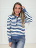 Blue Lace and Lines Sweater-150 Sweaters- Simply Simpson's Boutique is a Women's Online Fashion Boutique Located in Jupiter, Florida