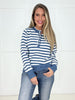 Blue Lace and Lines Sweater-150 Sweaters- Simply Simpson's Boutique is a Women's Online Fashion Boutique Located in Jupiter, Florida