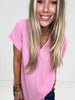 Pink Eyelet Short Sleeve V Neck-100 Short Sleeves- Simply Simpson's Boutique is a Women's Online Fashion Boutique Located in Jupiter, Florida