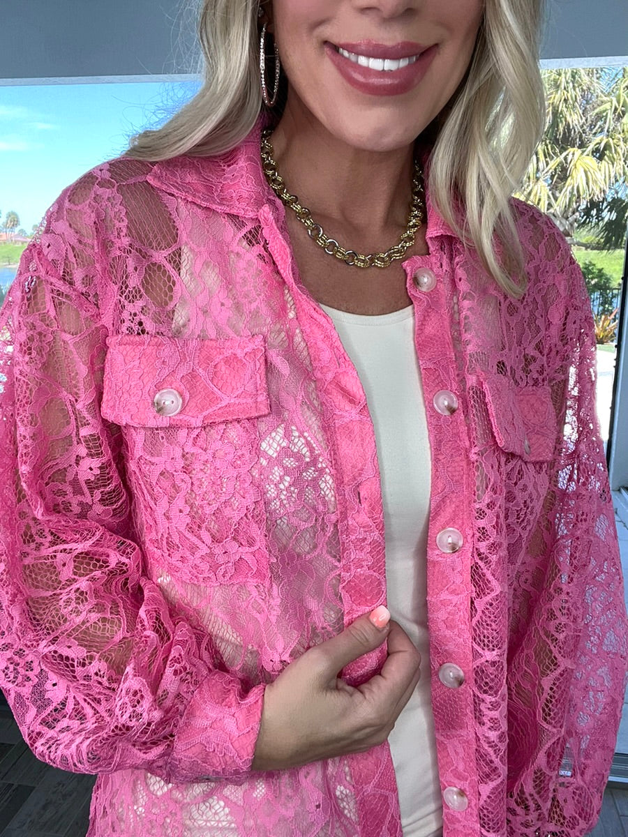 Lilly Lace Button Down Top-100 Short Sleeves- Simply Simpson's Boutique is a Women's Online Fashion Boutique Located in Jupiter, Florida