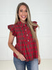 Red Festive Flair Plaid Top-100 Short Sleeves- Simply Simpson's Boutique is a Women's Online Fashion Boutique Located in Jupiter, Florida