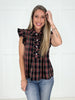 Black Festive Flair Plaid Top-100 Short Sleeves- Simply Simpson's Boutique is a Women's Online Fashion Boutique Located in Jupiter, Florida