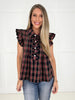 Black Festive Flair Plaid Top-100 Short Sleeves- Simply Simpson's Boutique is a Women's Online Fashion Boutique Located in Jupiter, Florida