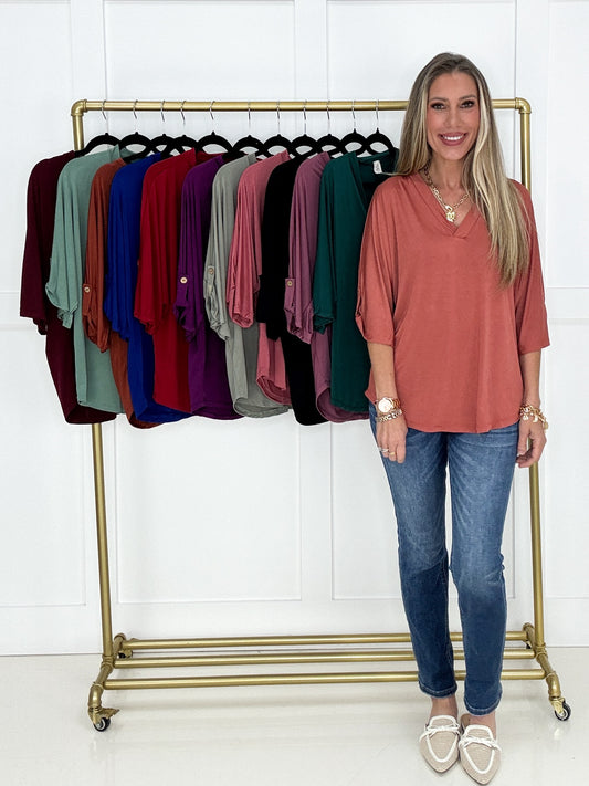 The Easy Does It V Neck Top-100 Short Sleeves- Simply Simpson's Boutique is a Women's Online Fashion Boutique Located in Jupiter, Florida