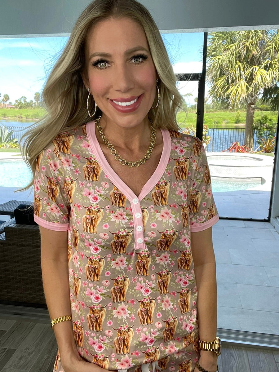 Preorder Shirley & Stone Short Sleeve Shorts Pajamas(ETA March)-220 Lounge wear/Pajamas- Simply Simpson's Boutique is a Women's Online Fashion Boutique Located in Jupiter, Florida