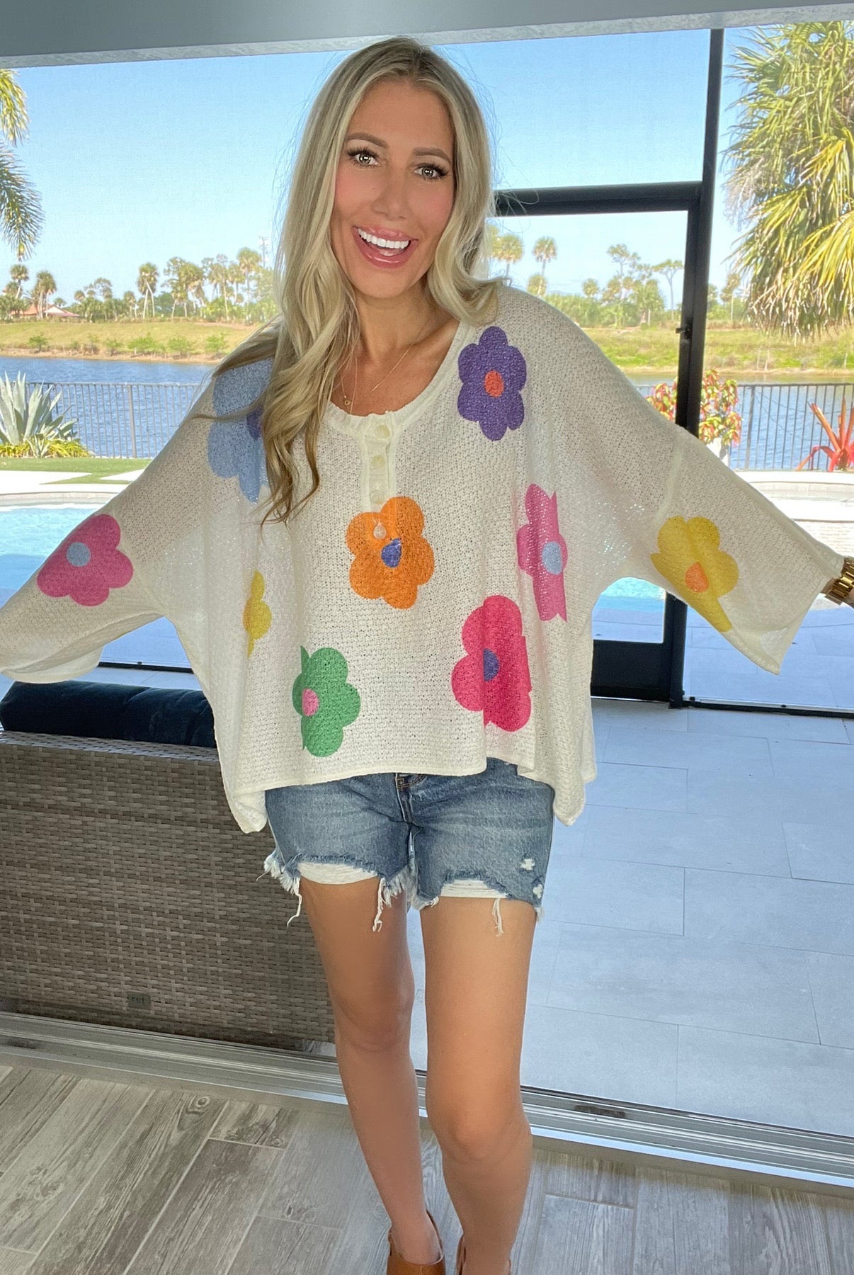 POL Daisy Dreams Knit Top-150 Sweaters- Simply Simpson's Boutique is a Women's Online Fashion Boutique Located in Jupiter, Florida