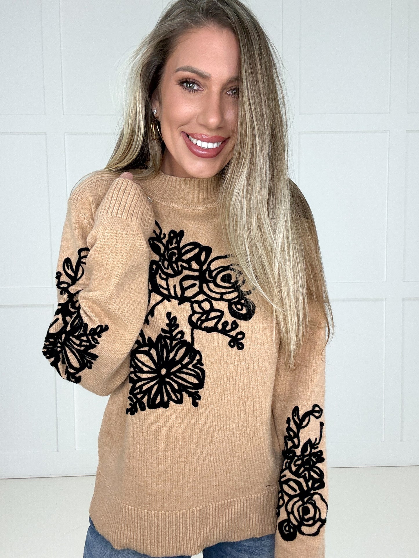 Ink and Petals Sweater-150 Sweaters- Simply Simpson's Boutique is a Women's Online Fashion Boutique Located in Jupiter, Florida