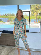 Shirley & Stone Short Sleeve Capri Pajamas-220 Lounge wear/Pajamas- Simply Simpson's Boutique is a Women's Online Fashion Boutique Located in Jupiter, Florida