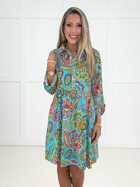 Dear Scarlett Emerald Oasis Tiered Dress-240 Dresses- Simply Simpson's Boutique is a Women's Online Fashion Boutique Located in Jupiter, Florida