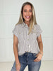 Mocha Easygoing Stripe Button Down-100 Short Sleeves- Simply Simpson's Boutique is a Women's Online Fashion Boutique Located in Jupiter, Florida