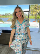 Preorder Shirley & Stone Short Sleeve Capri Pajamas(ETA March)-220 Lounge wear/Pajamas- Simply Simpson's Boutique is a Women's Online Fashion Boutique Located in Jupiter, Florida