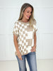 Taupe Checkmate Knit Top-100 Short Sleeves- Simply Simpson's Boutique is a Women's Online Fashion Boutique Located in Jupiter, Florida