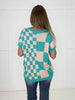 Aqua Checkmate Knit Top-100 Short Sleeves- Simply Simpson's Boutique is a Women's Online Fashion Boutique Located in Jupiter, Florida