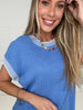 Blue Bright Side Knit Top-100 Short Sleeves- Simply Simpson's Boutique is a Women's Online Fashion Boutique Located in Jupiter, Florida