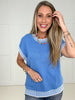 Blue Bright Side Knit Top-100 Short Sleeves- Simply Simpson's Boutique is a Women's Online Fashion Boutique Located in Jupiter, Florida