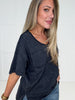 Black Mineral Washed Laidback Luxe Tee-100 Short Sleeves- Simply Simpson's Boutique is a Women's Online Fashion Boutique Located in Jupiter, Florida