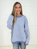 Blue/White Sutton Henley Sweater-110 Long Sleeves- Simply Simpson's Boutique is a Women's Online Fashion Boutique Located in Jupiter, Florida
