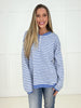 Blue/White Sutton Henley Sweater-110 Long Sleeves- Simply Simpson's Boutique is a Women's Online Fashion Boutique Located in Jupiter, Florida