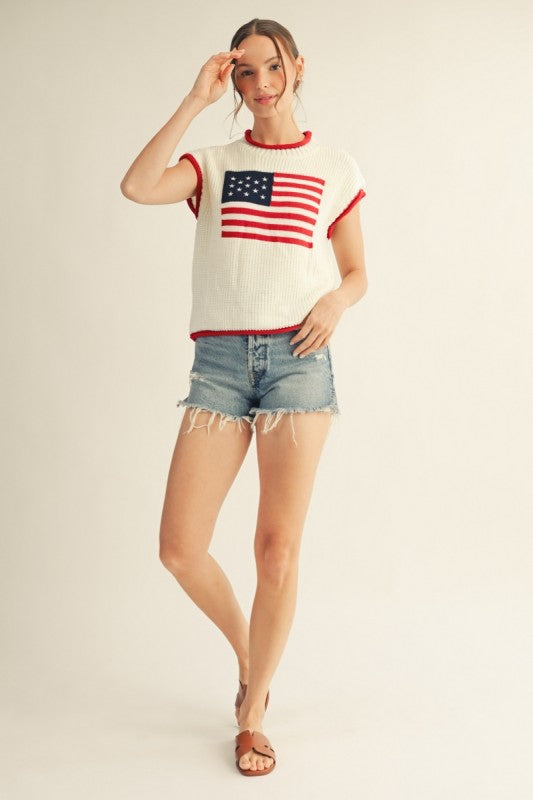 White American Babe Knit Top-100 Short Sleeves- Simply Simpson's Boutique is a Women's Online Fashion Boutique Located in Jupiter, Florida