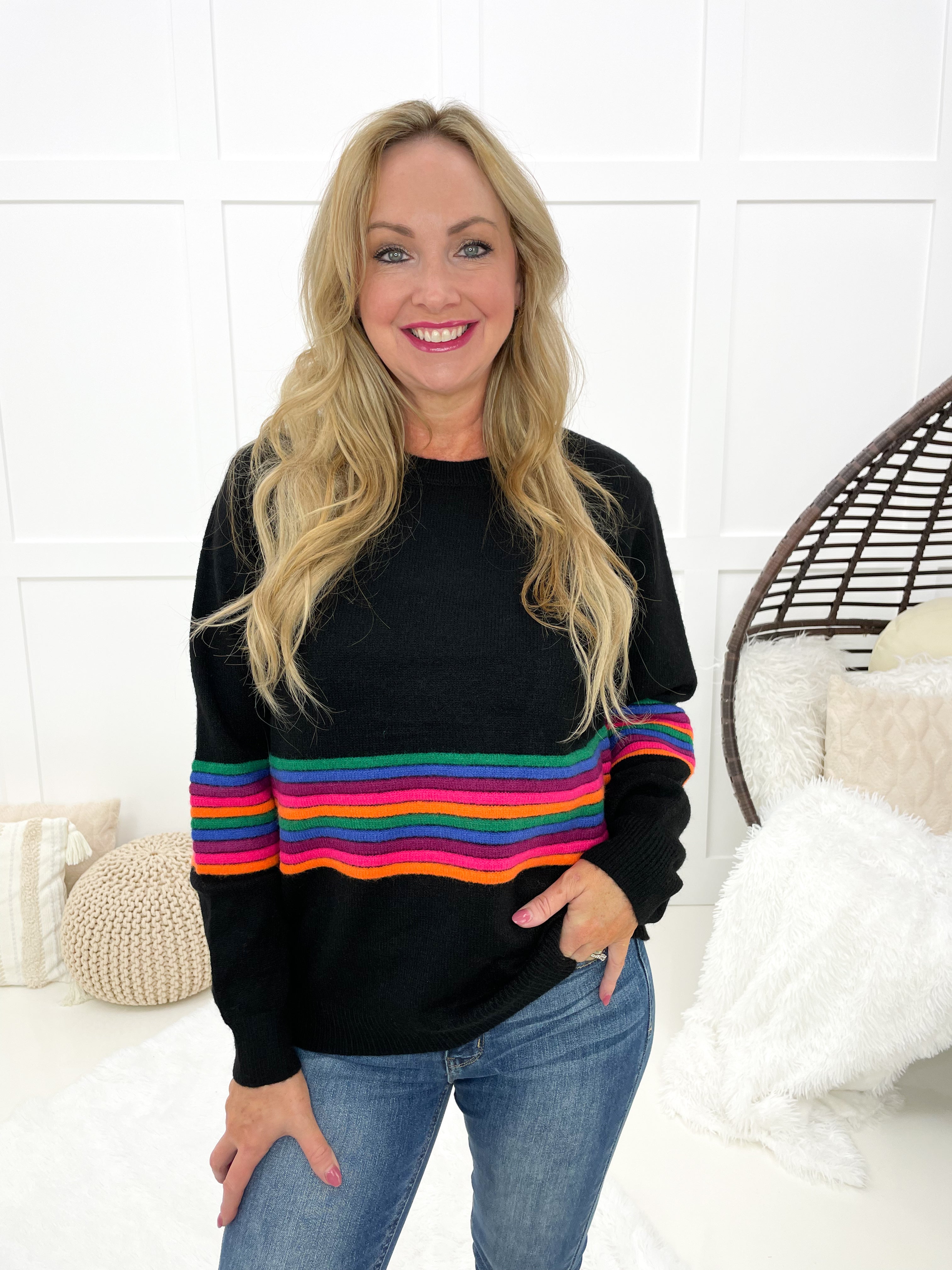 Electric Rainbow Sweater-150 Sweaters- Simply Simpson's Boutique is a Women's Online Fashion Boutique Located in Jupiter, Florida