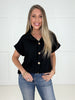 Black Casual Crush Ribbed Button Down-100 Short Sleeves- Simply Simpson's Boutique is a Women's Online Fashion Boutique Located in Jupiter, Florida