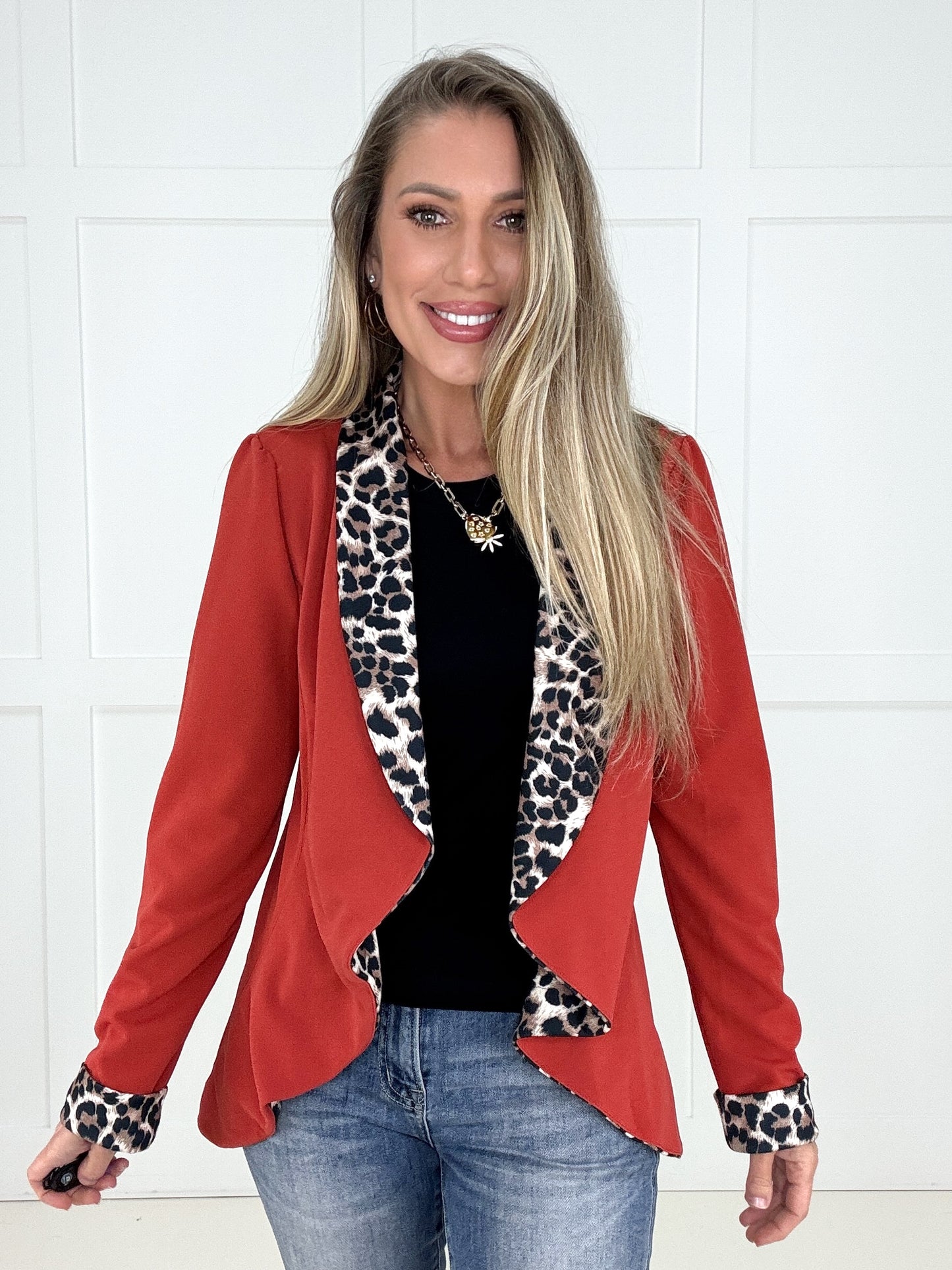 Rust Wild Side Blazer-180 Outerwear- Simply Simpson's Boutique is a Women's Online Fashion Boutique Located in Jupiter, Florida