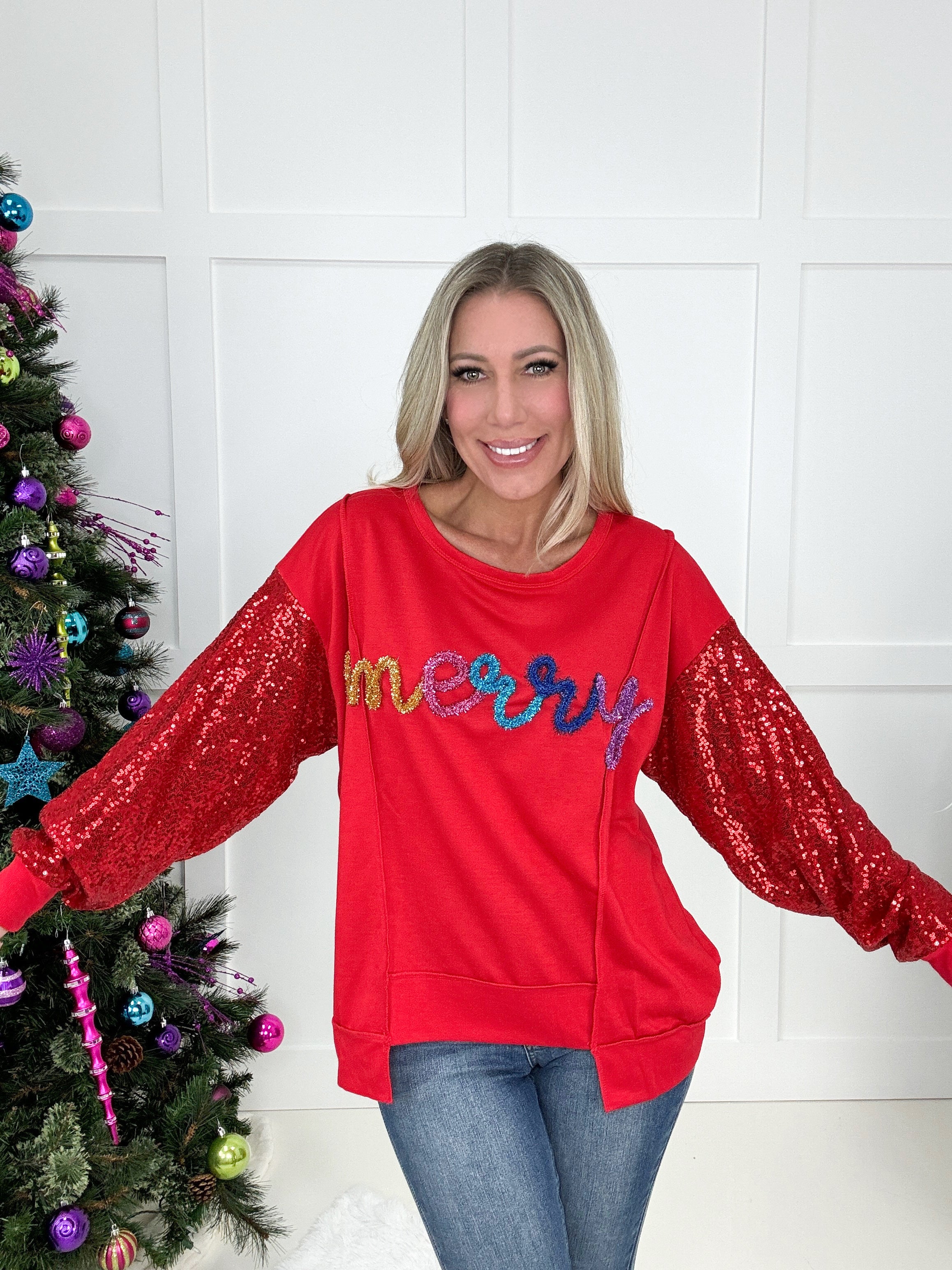 Merry Long Sleeve Top-110 Long Sleeves- Simply Simpson's Boutique is a Women's Online Fashion Boutique Located in Jupiter, Florida