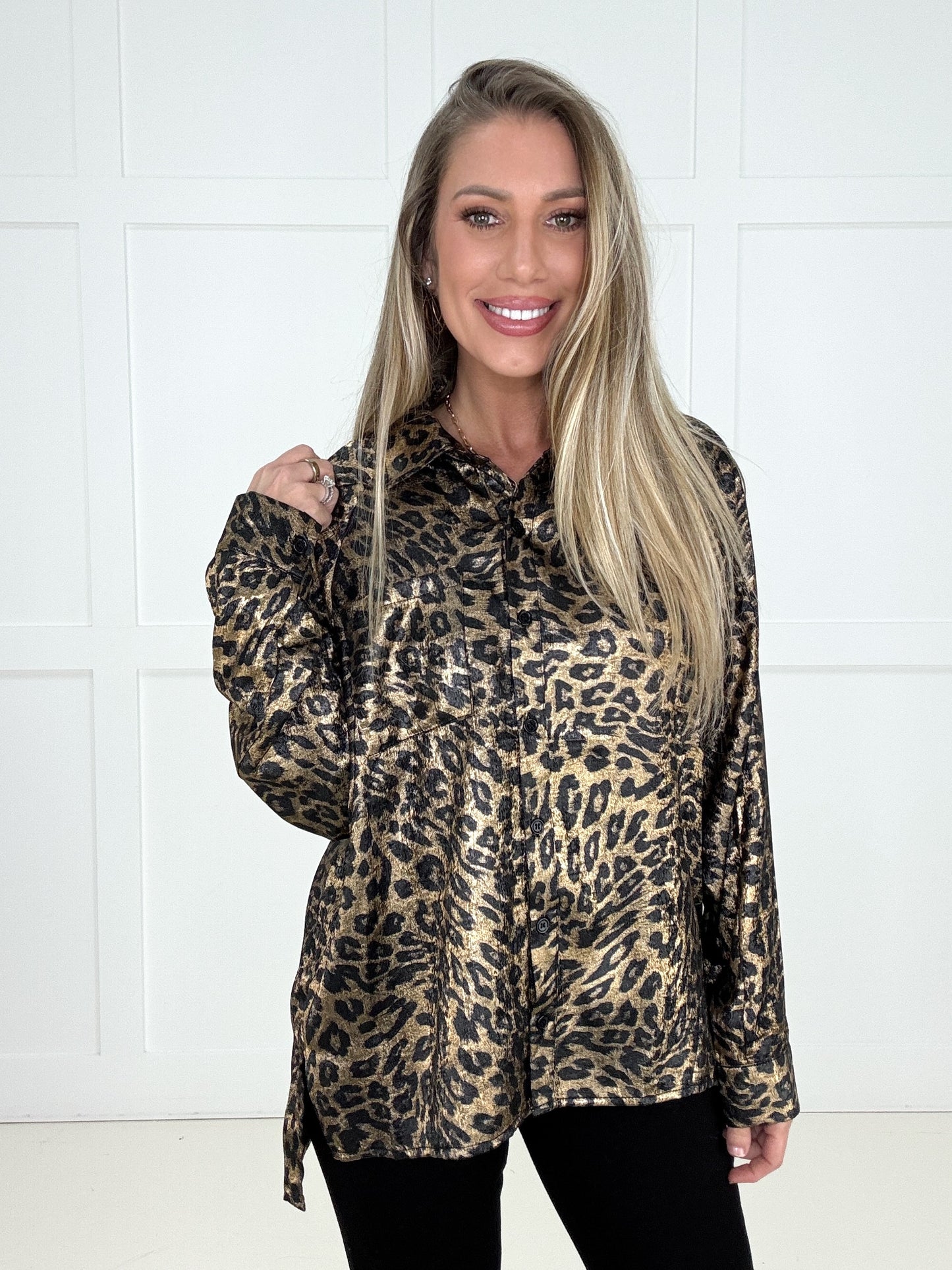 Wild at Heart Satin Blouse-110 Long Sleeves- Simply Simpson's Boutique is a Women's Online Fashion Boutique Located in Jupiter, Florida