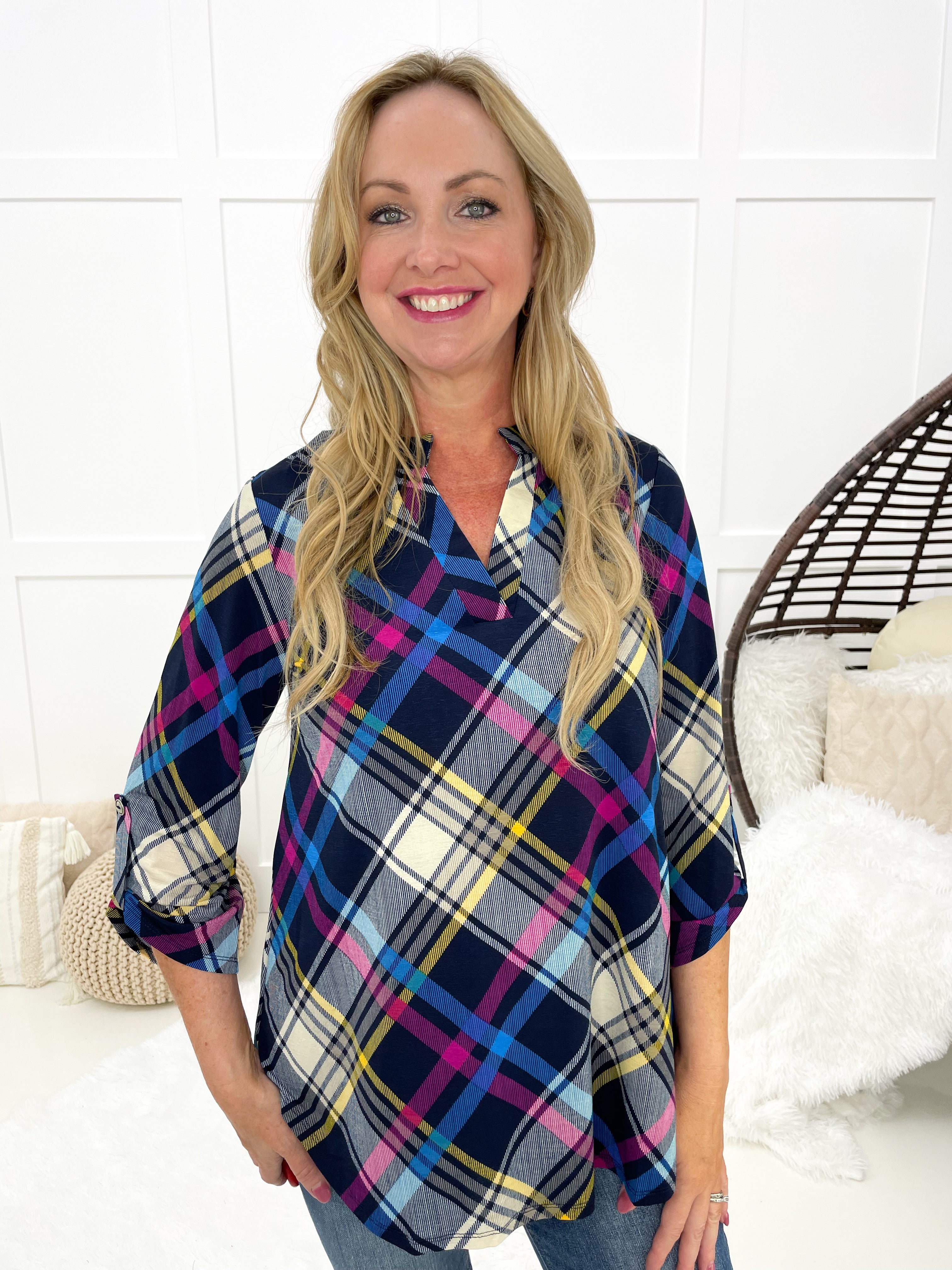 Dear Scarlett Pretty In Plaid Lizzy-110 Long Sleeves- Simply Simpson's Boutique is a Women's Online Fashion Boutique Located in Jupiter, Florida