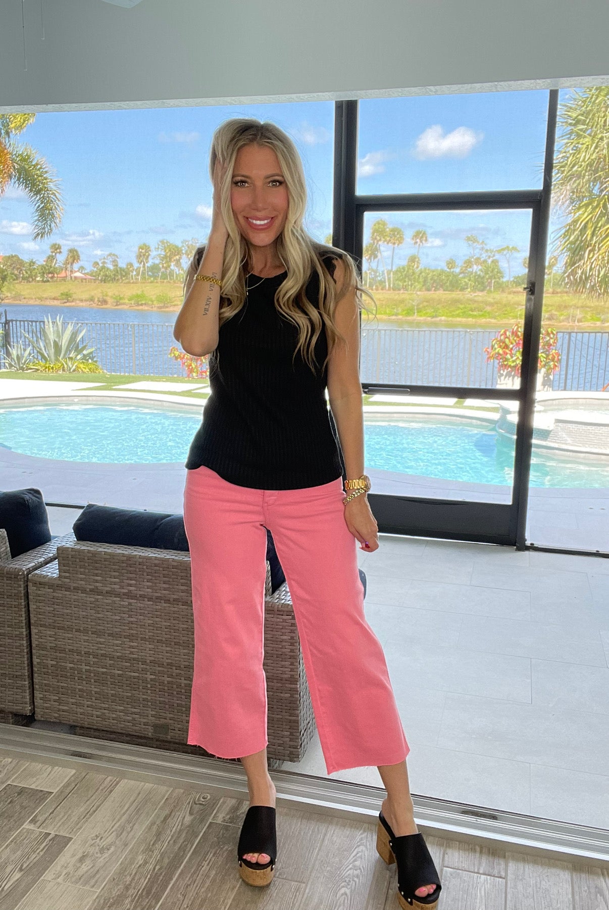 Judy Blue Tummy Control Garment Dyed Cropped Wide Leg Jeans-200 Jeans- Simply Simpson's Boutique is a Women's Online Fashion Boutique Located in Jupiter, Florida