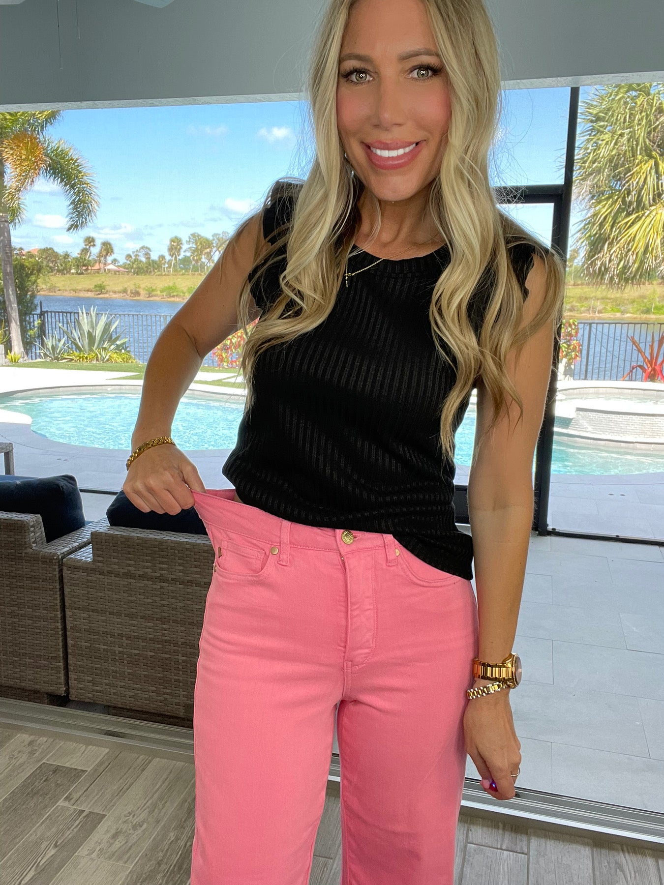 Judy Blue Tummy Control Garment Dyed Cropped Wide Leg Jeans-200 Jeans- Simply Simpson's Boutique is a Women's Online Fashion Boutique Located in Jupiter, Florida