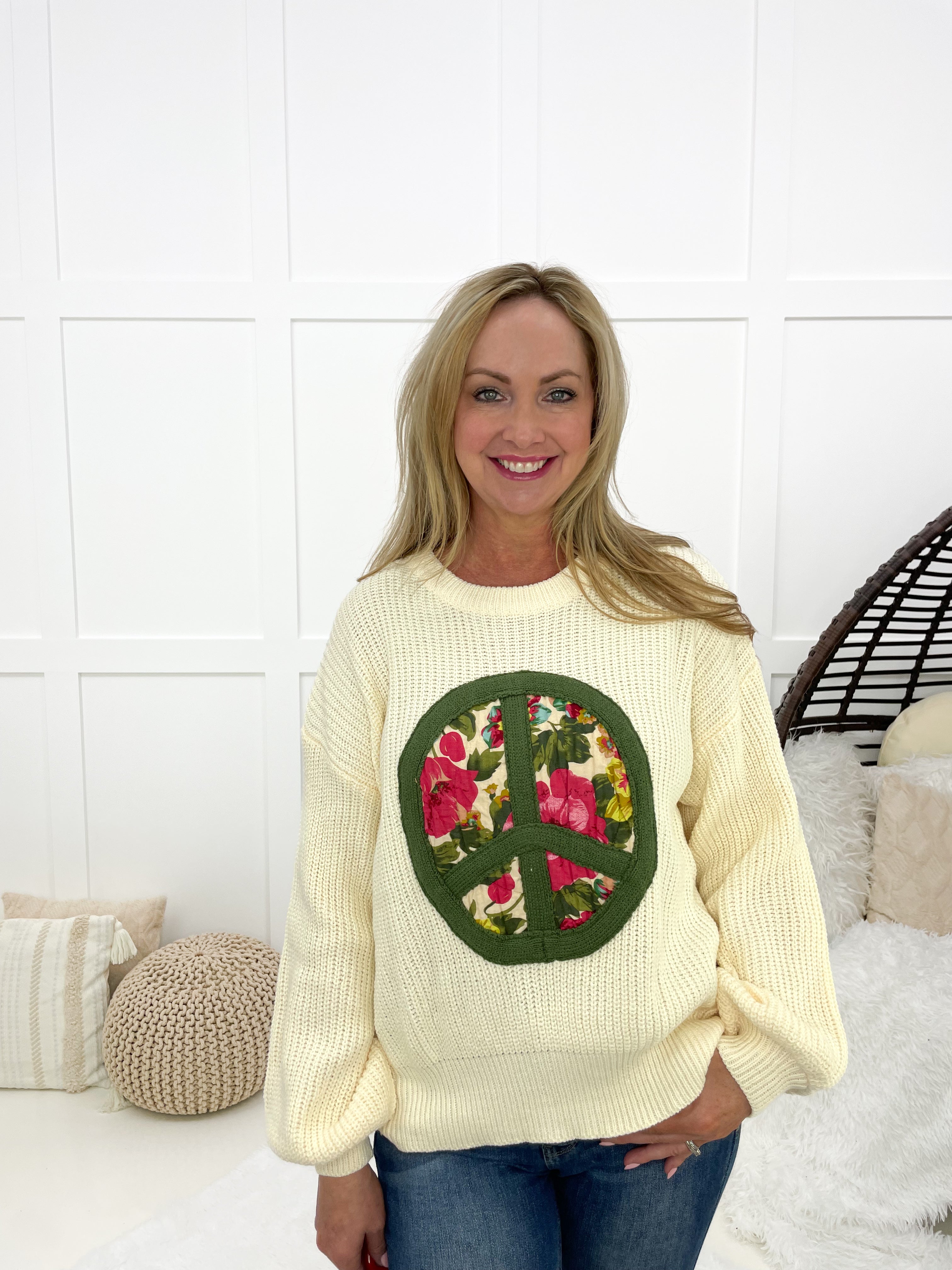 POL Floral Peace Sweater-150 Sweaters- Simply Simpson's Boutique is a Women's Online Fashion Boutique Located in Jupiter, Florida