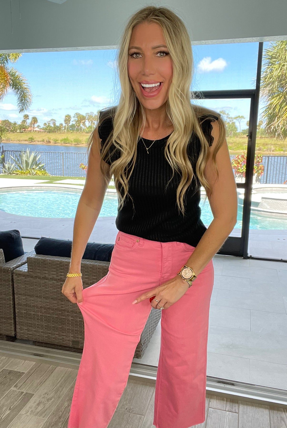 Judy Blue Tummy Control Garment Dyed Cropped Wide Leg Jeans-200 Jeans- Simply Simpson's Boutique is a Women's Online Fashion Boutique Located in Jupiter, Florida