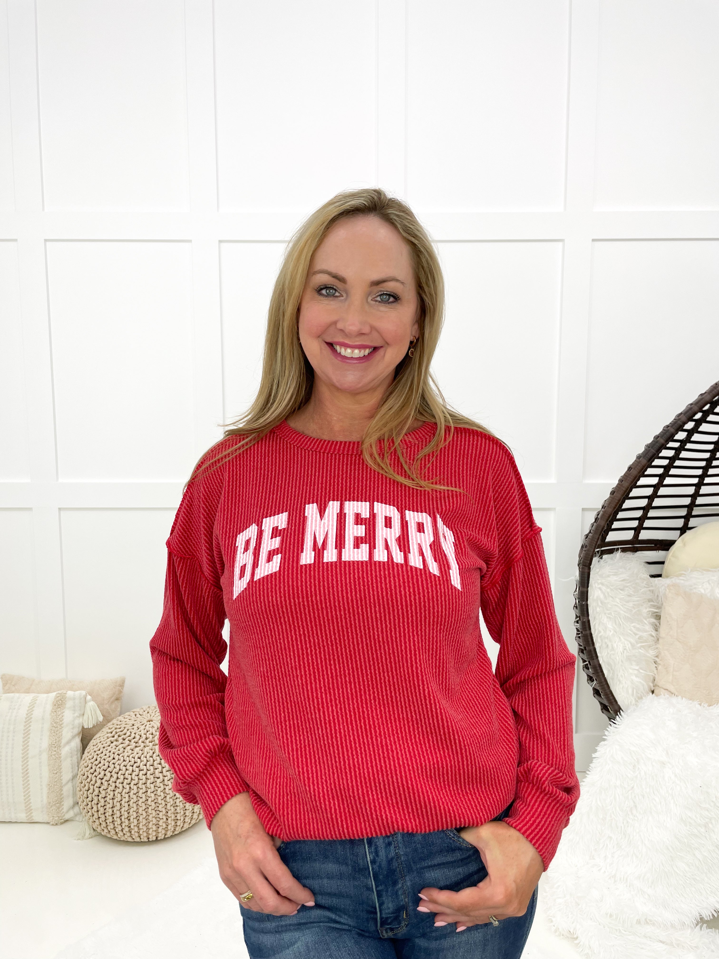 Be Merry Long Sleeve Top-110 Long Sleeves- Simply Simpson's Boutique is a Women's Online Fashion Boutique Located in Jupiter, Florida