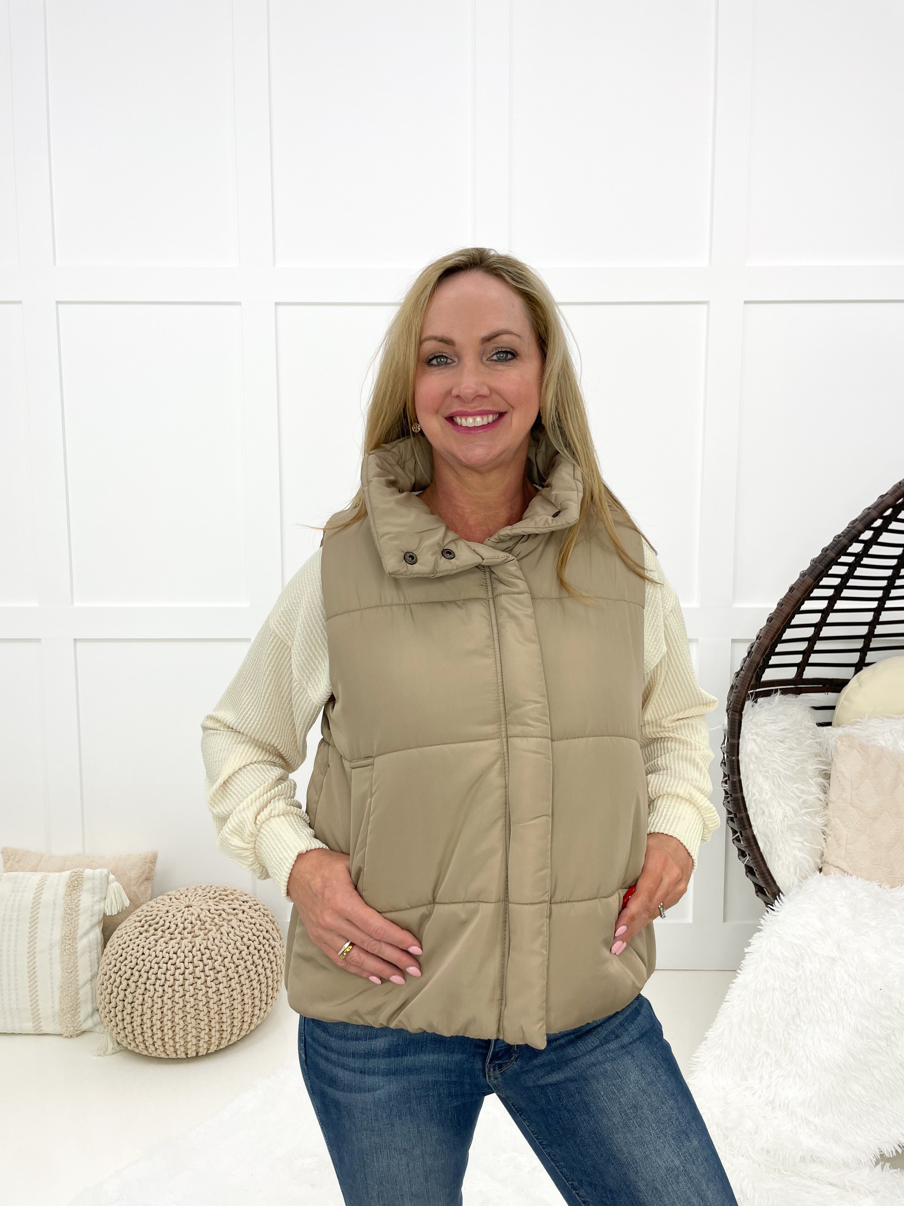 Queen Bee Puffer Vests (multiple colors)-180 Outerwear- Simply Simpson's Boutique is a Women's Online Fashion Boutique Located in Jupiter, Florida