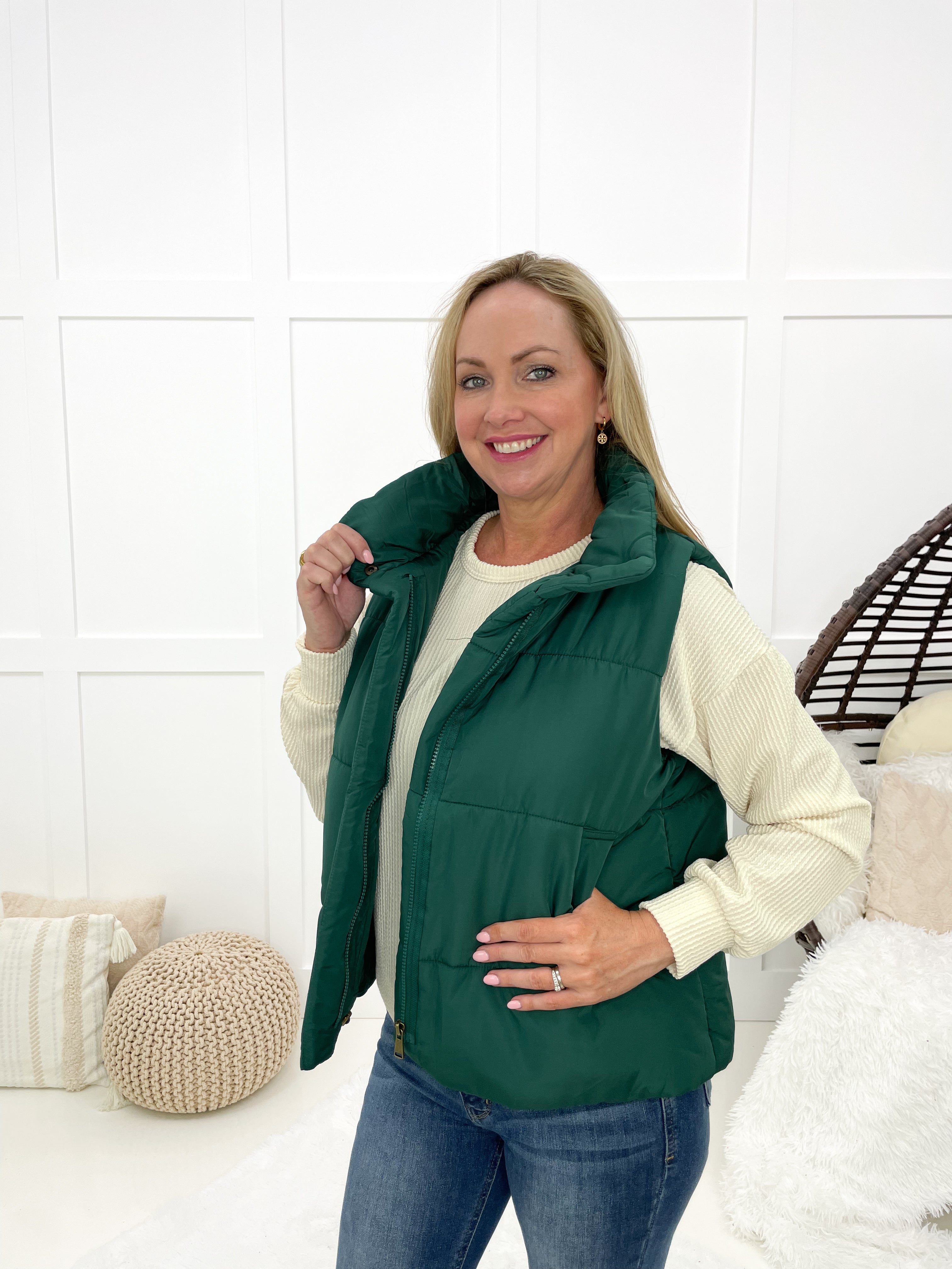 Queen Bee Puffer Vests (multiple colors)-180 Outerwear- Simply Simpson's Boutique is a Women's Online Fashion Boutique Located in Jupiter, Florida