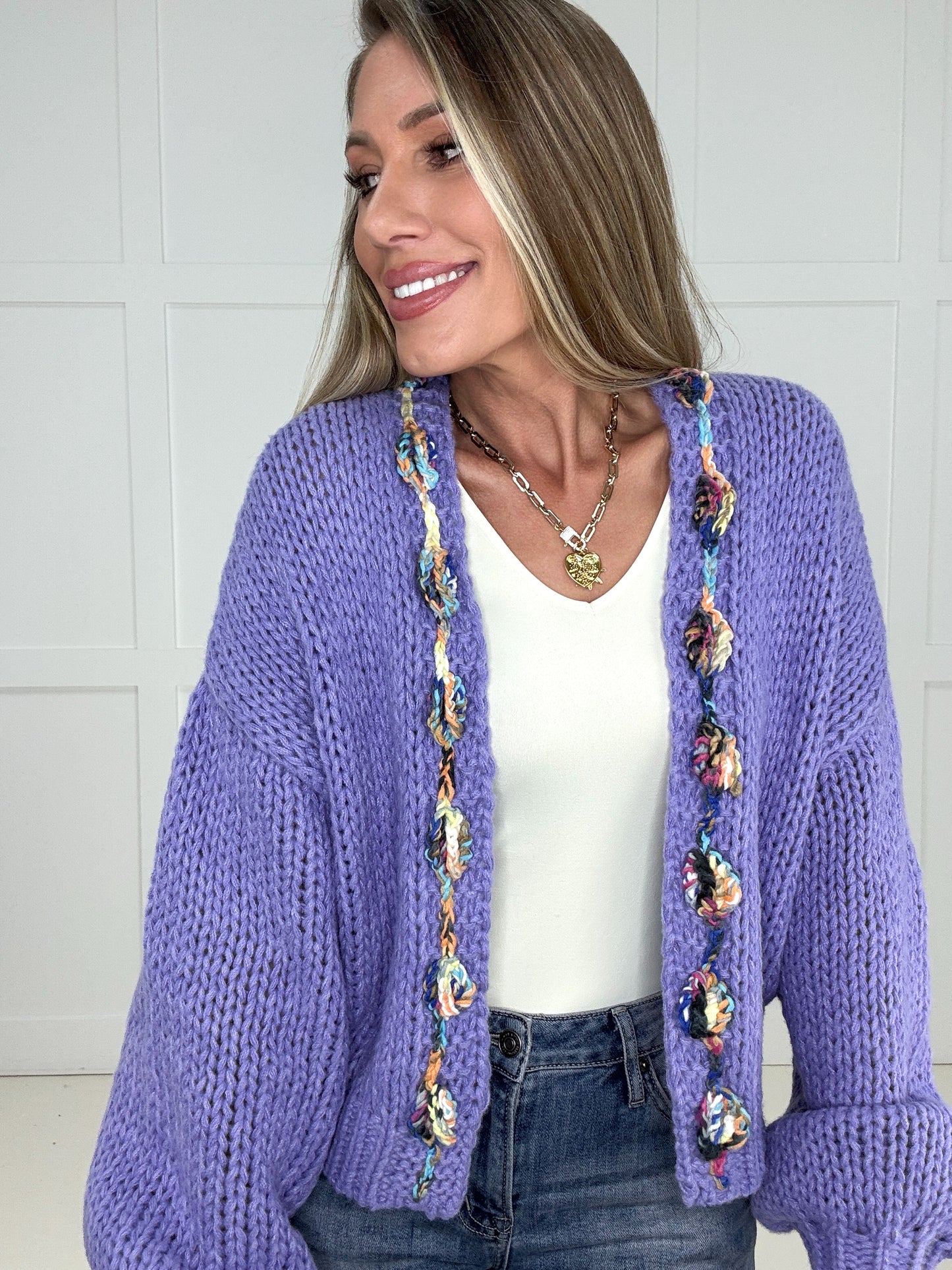 Lavender Happy Threads Cardigan