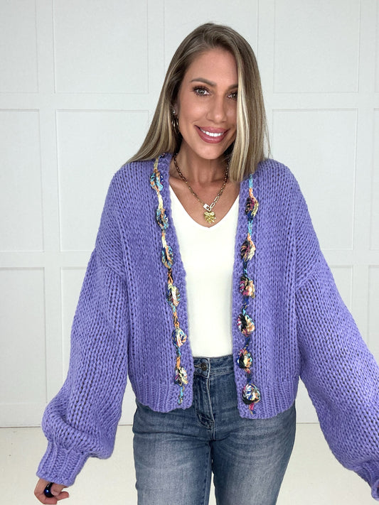 Lavender Happy Threads Cardigan-170 Cardigans- Simply Simpson's Boutique is a Women's Online Fashion Boutique Located in Jupiter, Florida