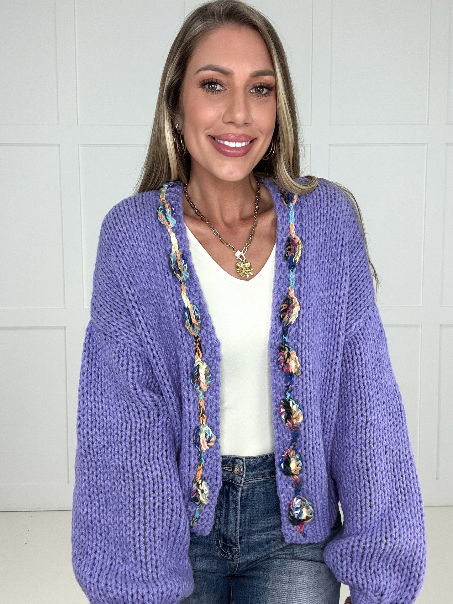 Lavender Happy Threads Cardigan