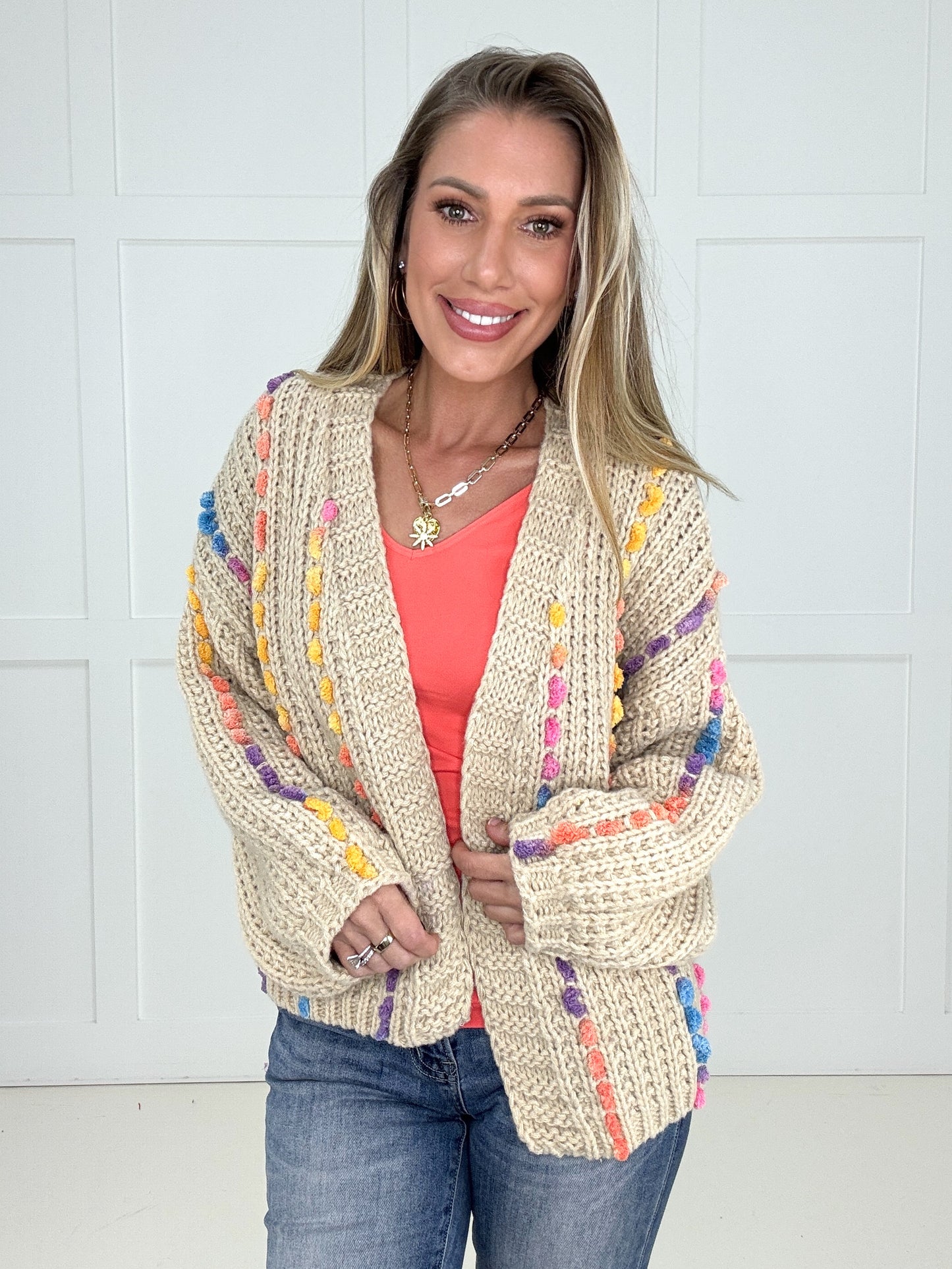 Cream Colorful Moments Cardigan