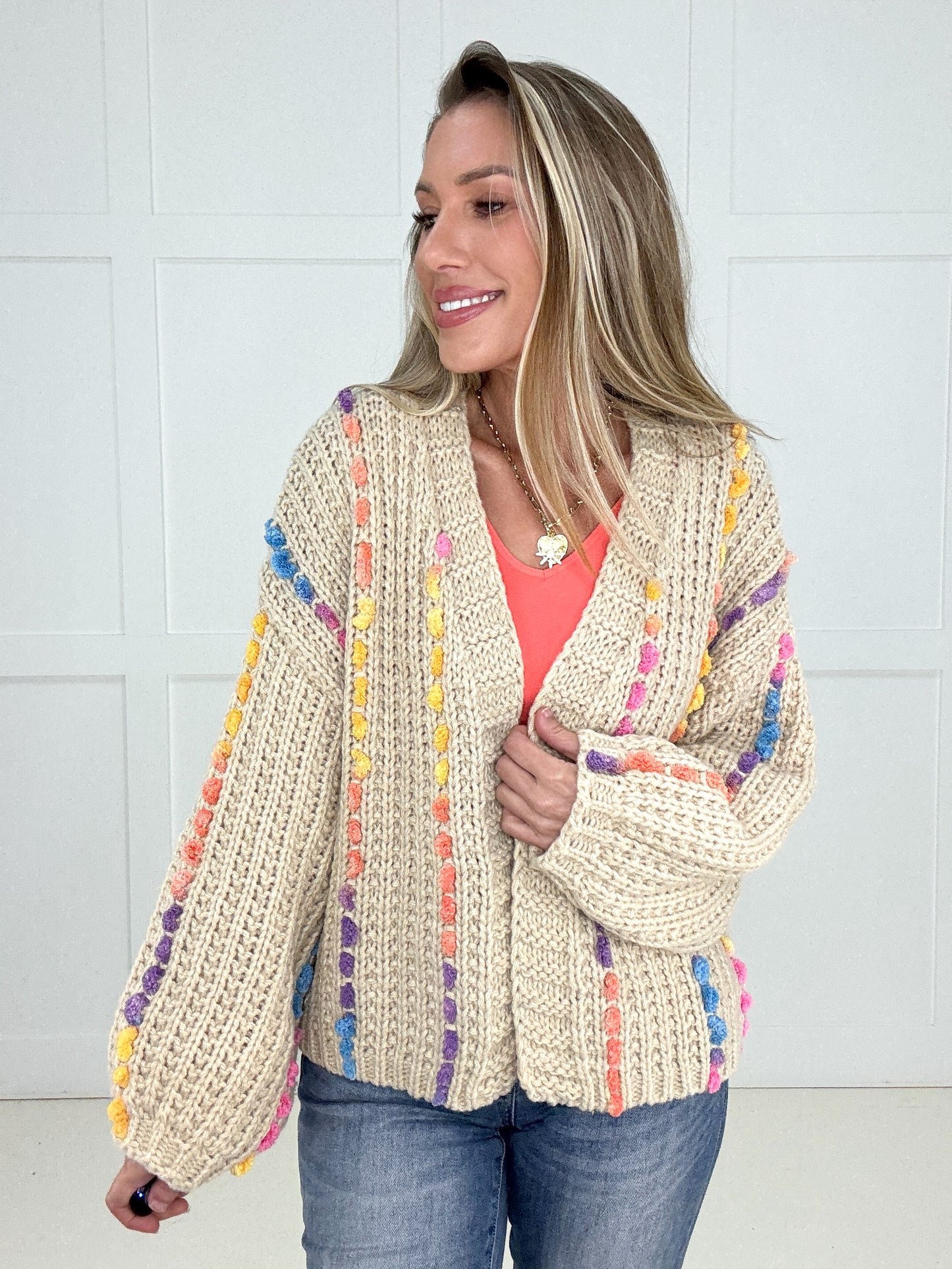 Cream Colorful Moments Cardigan