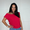 Cherry Off One Shoulder Knit Top- Simply Simpson's Boutique is a Women's Online Fashion Boutique Located in Jupiter, Florida