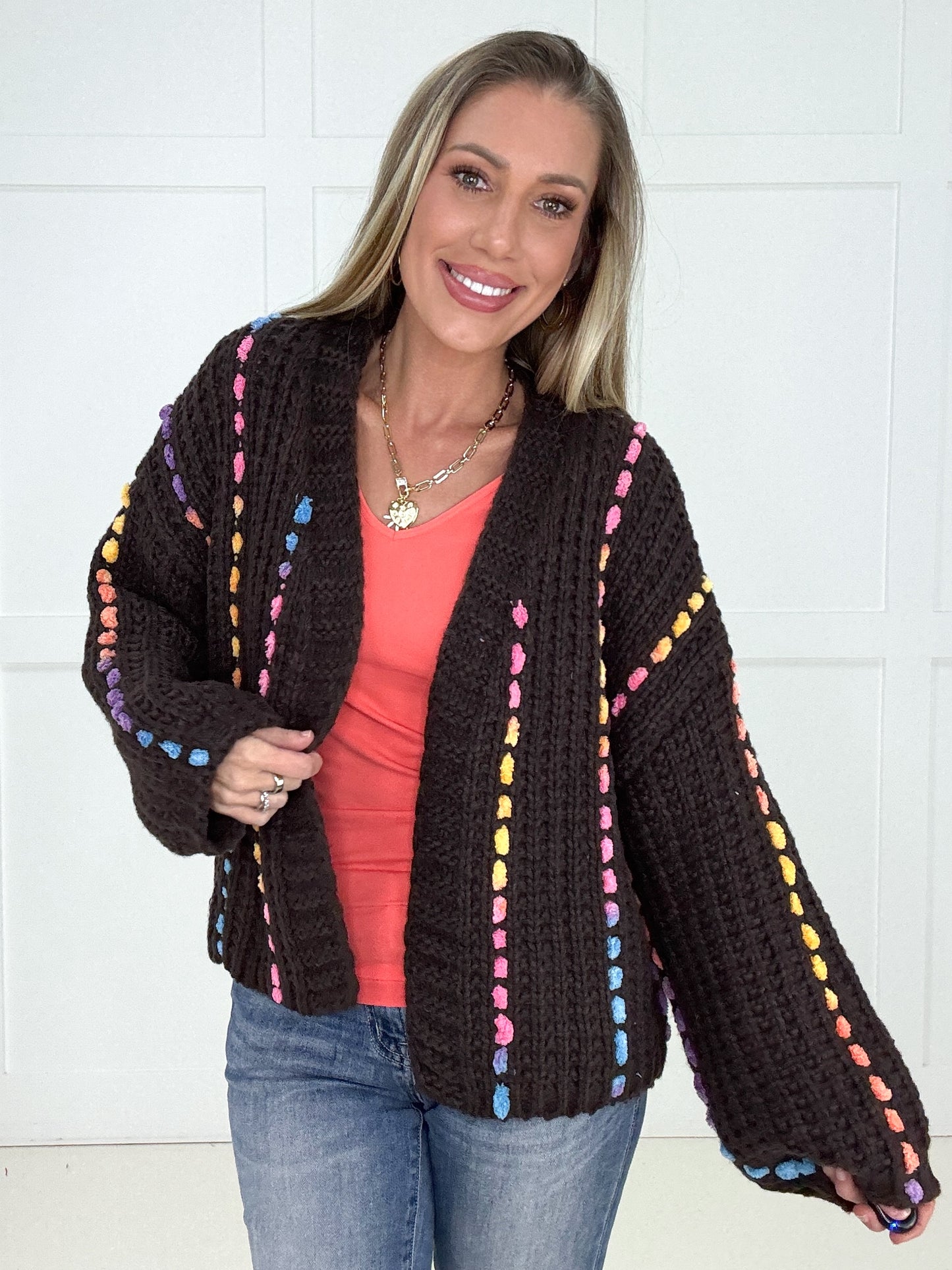 Brown Colorful Moments Cardigan