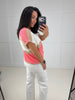 Coral Crochet Striped Top-100 Short Sleeves- Simply Simpson's Boutique is a Women's Online Fashion Boutique Located in Jupiter, Florida