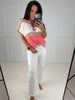 Coral Crochet Striped Top-100 Short Sleeves- Simply Simpson's Boutique is a Women's Online Fashion Boutique Located in Jupiter, Florida