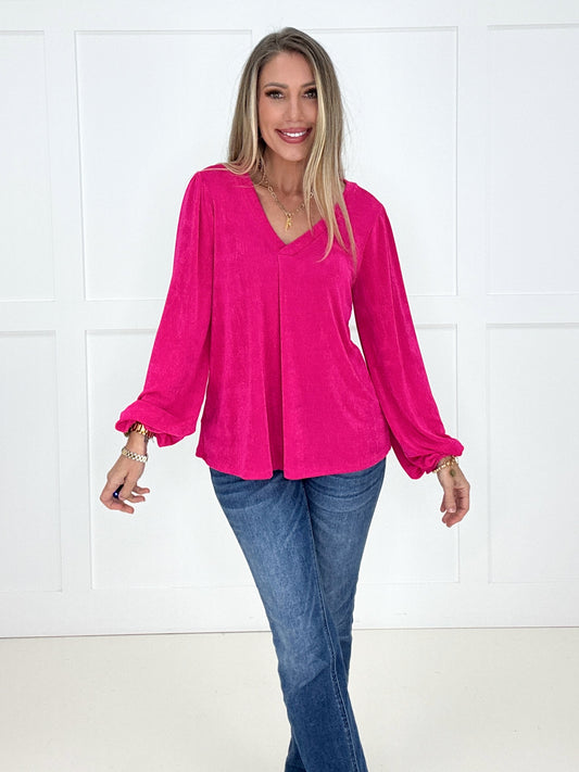 Pink Feeling Fine Blouse-110 Long Sleeves- Simply Simpson's Boutique is a Women's Online Fashion Boutique Located in Jupiter, Florida