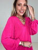 Pink Feeling Fine Blouse-110 Long Sleeves- Simply Simpson's Boutique is a Women's Online Fashion Boutique Located in Jupiter, Florida