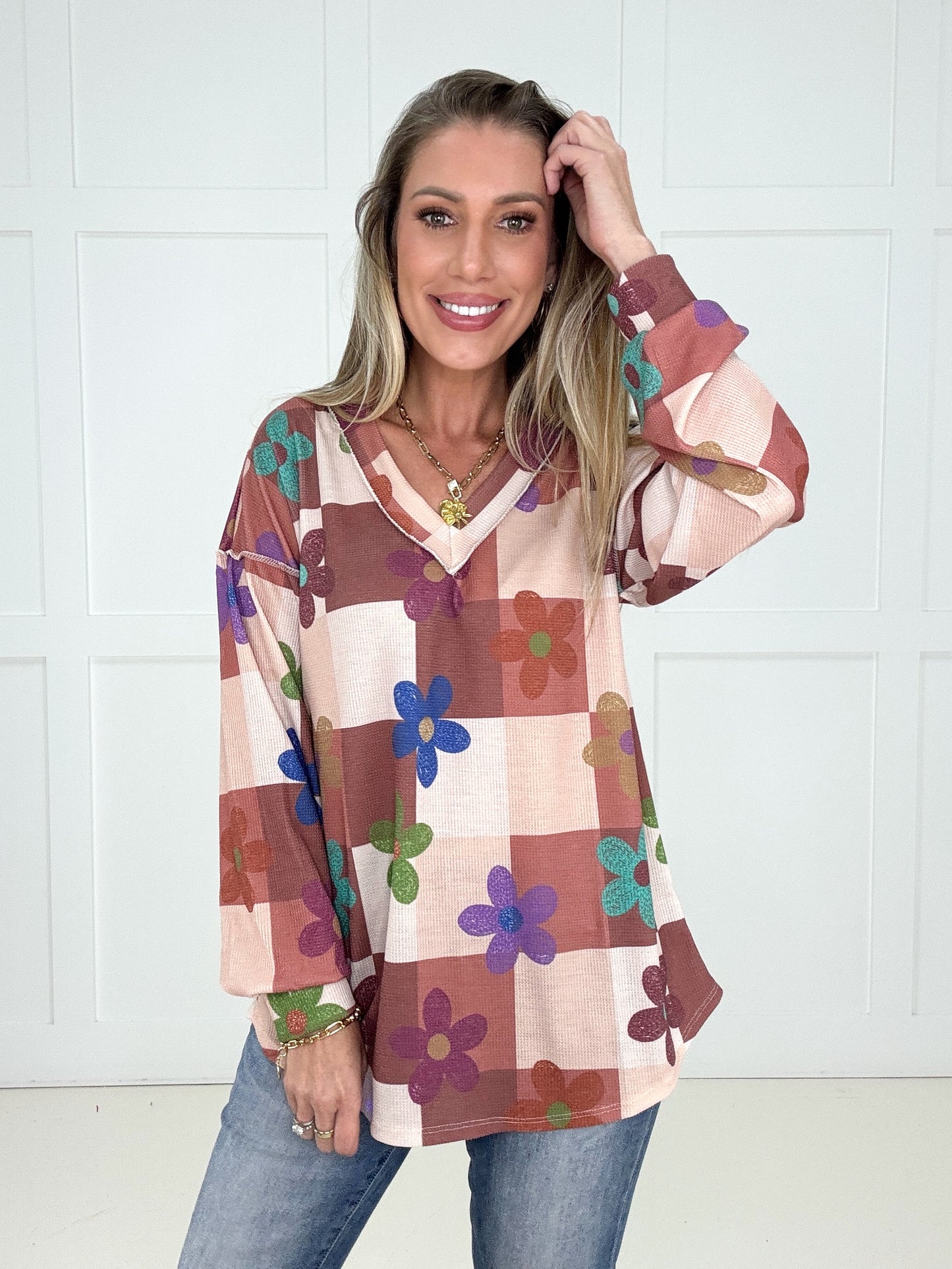 Groovy Garden Checkered Top